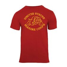 USMC Red & Gold Bulldog T-Shirt- Marine Corps Vintage Style Design Shirt picture