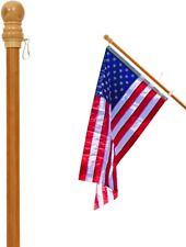 5FT Solid Pine Wooden House Flagpole - Fit Standard 3X5 Ft Flag - Wood Flag Pole picture