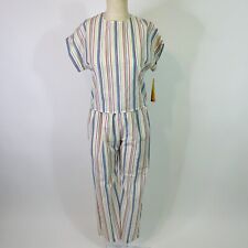 Vintage Deadstock Rainbow 2 Piece Lounge Set S/M Womens Sun Casual USA Made picture