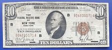 1929 Ten Dollar National Currency Bill $10 Note - New York NY #73777 picture
