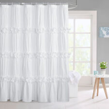 HIG French Country Floral Handcrafted Ruching Chic Ruffled Fabric Shower Curtain picture