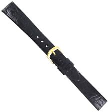 15mm Hadley Roma Black Genuine Caiman Crocodile Flat Unstitched Watch Band 821 picture