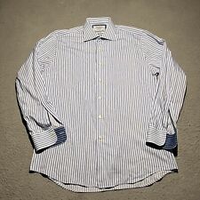 Charles Tyrwhitt Shirt Mens 16 / 34 Slim Blue Stripe Long Sleeve Cotton Button picture