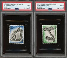 PSA 9 1977 Bonnevalle Stamps MUHAMMAD ALI Blue Green Set x2 Senegal 60F/150F picture