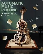 Robotime 3D Wooden Puzzle Magic Cello Mechanical Music Box Model Kit Home Decor picture
