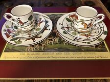 2 Crown Staffordshire HUNTING SCENE Demitasse Cups Saucers and Sandwich Plates picture