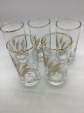 Vintage Homer Laughlin (5) Glasses, 22k Golden Wheat Pattern 4 Oz picture