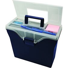 Portable File Box with Organizer Lid Letter Size Navy / Clear IRIS 111102 picture