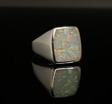 Natural Fire Opal Gemstone with 925 Sterling Silver Ring for Mens Handmade Ring picture