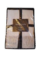 MAGASCHONI 100% Cashmere Throw Blanket 50x60 fringe Beige Oatmeal Heather ($298) picture