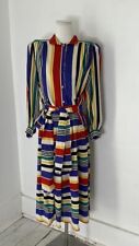 Vintage Designer Susie Hayward Striped Silk Blouse And Skirt Set  picture