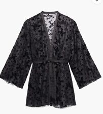 RIHANNA SAVAGE X FENTY Devore' Dream Velour Short BLACK Robe M/L Medium Large picture