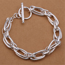 925 Sterling Silver Vintage Thick Chain Bracelet Elegant Stylish Unique Bangles picture