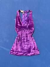 Vintage 1960s 1970s Purple Crushed Velvet Halter Mini Dress Top Size XXS/XS picture