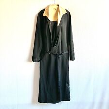 Vintage 1920s Black Wool Middy Dress with Soutache & Pockets Size M picture