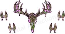 Pink Camo Deer Skull S4 w/Tracks Vinyl Decal sticker prints buck hunting bow picture