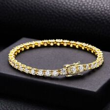 6.00 CTW Round D/VVS1 Moissanite Tennis 8 Inch Bracelet 14K Yellow Gold Plated picture
