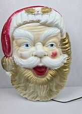 Vintage Poloron Christmas Blow Mold Santa Face Light Up Hanging Outdoor Neat picture