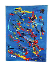 HILDA EPNER B1929 - 2023  “CHASING LIBERTY” ABSTRACT ON CANVAS - 18”X24” COA picture
