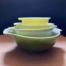Pyrex Set 4 VERDE GREEN Cinderella Nesting Mixing Bowls 441 442 443 444 Preowned picture