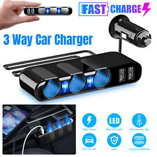 3 Way Car Cigarette Lighter Socket Dual USB Charger Power Adapter Splitter 12V picture