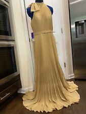 New JJ’s House Pleated Sleeveless Long Yellow Maxi Dress Gown Size 12 picture