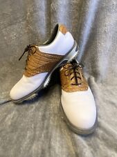 FootJoy 53677 DRYJOYS TOUR Croc Chromoskin Golf Shoes Mens 9M White/Brown picture