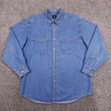 Vtg 1999 Levis Denim Shirt M Blue Metal Button Jean 60560 Y2K Grunge Thick *Read picture