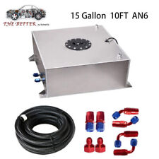 15 Gallon Silver Aluminum Gas Tank Fuel Cell w/ Cap +Level Sender+Fuel Line Kit picture