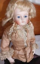 Antique French Fashion Turned Head 16” Leather Body Fashion Outfit  Rosy Cheeks picture