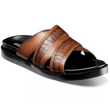 STACY ADAMS Men's Mondo Open Toe Slide Sandals Cognac NWB Shelf-104A picture