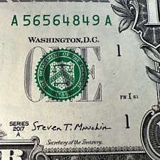 Scarce 2017A A Run A District Fw Print A56564849A One Dollar Bill Bank Note $1 picture
