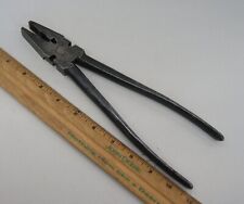 Vintage UTICA 1000-10 Fence Linesman Pliers Wire Cutting 10 1/2” Long USA SM2549 picture