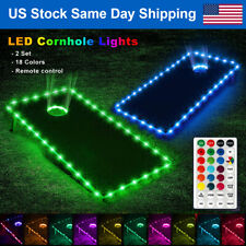 18 Colors Remote LED Cornhole Board Lights Edge and Corn Hole Ring Lights 2 PCS picture