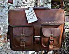 NEW Mens Genuine Vintage Brown Leather Messenger Bag Shoulder Laptop Briefcase picture