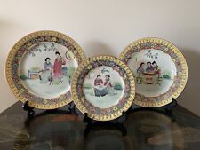 Three Vintage Hand Painted Chinese Plates picture