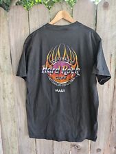 Vintage Hard Rock Cafe Maui T Shirt Black Short Sleeve XL Biker Flames 1990s picture
