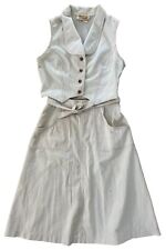 VINTAGE BRONSON 70s VEST Wrap Skirt SET Small/Medium Pockets White Red Stitching picture