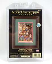 Vtg 2003 THE GOLD  COLLECTION  PETITES Cross Stich Kit CHRISTMAS TEDDIES  5x7 picture