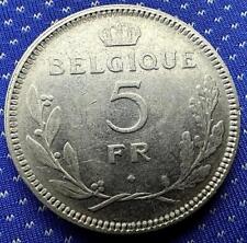 1937 Belgium 5 Francs Coin AU UNC POS B  French Text  1.8 Million  #ZA65 picture