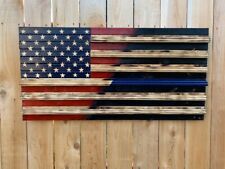 Red & Blue Finished  Challenge Coin Display Flag Wooden Handcrafted Designer picture