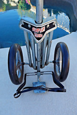 VINTAGE--AJAY PLAYMATE-PUSH/PULL-- GOLF CART-- ALUMINUM-WITH ORIGINAL STRAPS picture