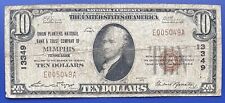 1929 Ten Dollar National Currency Bill $10 Note - Memphis Tennessee #73774 picture