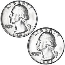 1982 P D Washington Quarter BU 2 Coin Year Set picture