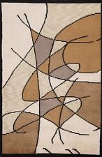 Abstract Nepalese Vegetable Dye Oriental Area Rug Hand-knotted Wool Carpet 4x6 picture