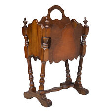 Vintage Colonial Traditional Carved Maple Magazine Rack picture