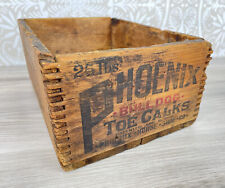 Antique Vintage Primitive Bull Dog Toe Calk Wood Box 1908 10x4x7