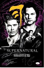 Supernatural Cast Autographed 11X17 Poster Ackles Padalecki 6 Autos JSA YY54014 picture