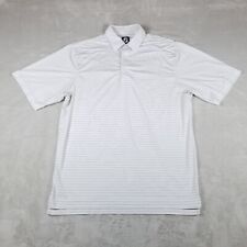 FootJoy Shirt Mens L White Golf Polo Striped Performance Short Sleeve Preppy picture