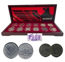Nazi Germany: A Boxed Collection of 12 Coins (Twelve-Coin Set) & 5 Hitler Stamps picture